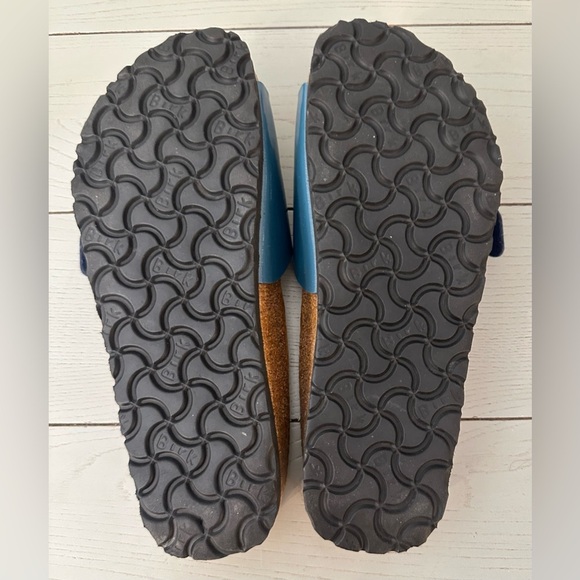 Birkenstock Birki's Metallic Blue Sandals 38 Sz 8 One Strap women’s EUC - Picture 6 of 12